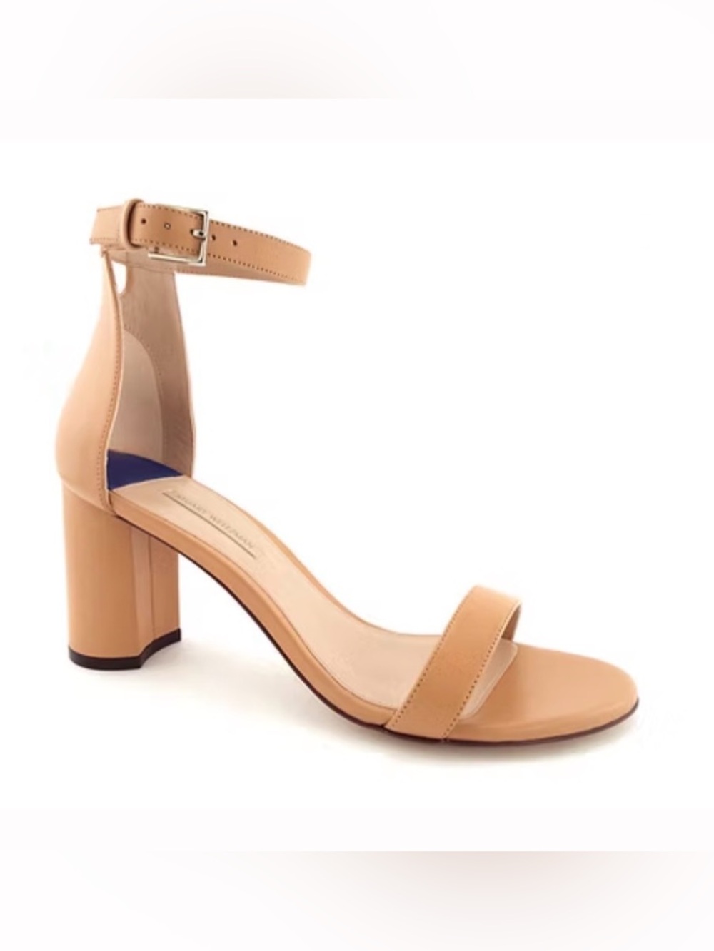 Stuart Weitzman Nearly Nude Smooth Leather Block Heel Sandals Size 7.5 👡